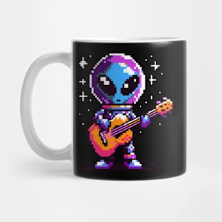 Galactic Guitarist - Pixelated Alien Musician Mug